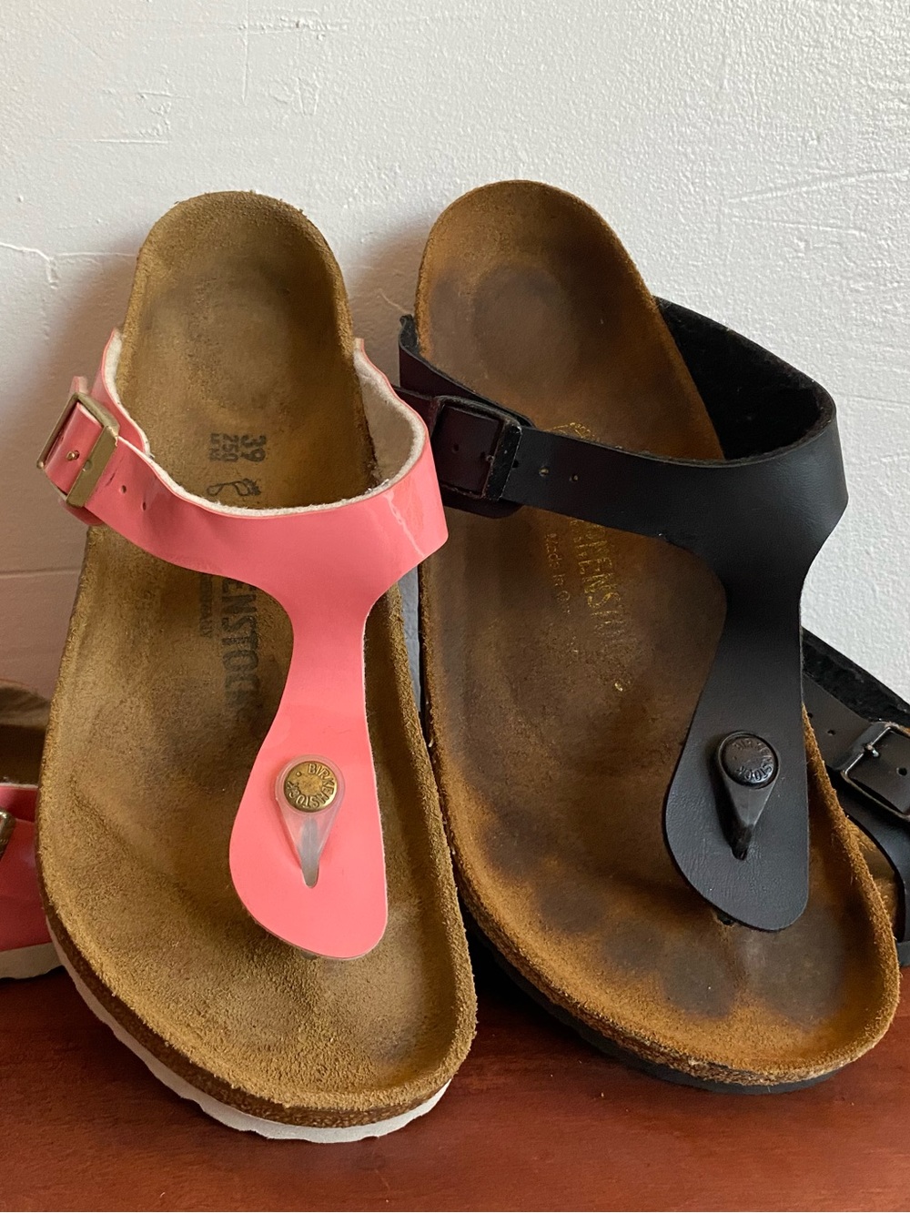 Lot 2 Pre-owned Birkenstock Gizeh Women's Thong Sandals - Pink & Black 39/8 Wome